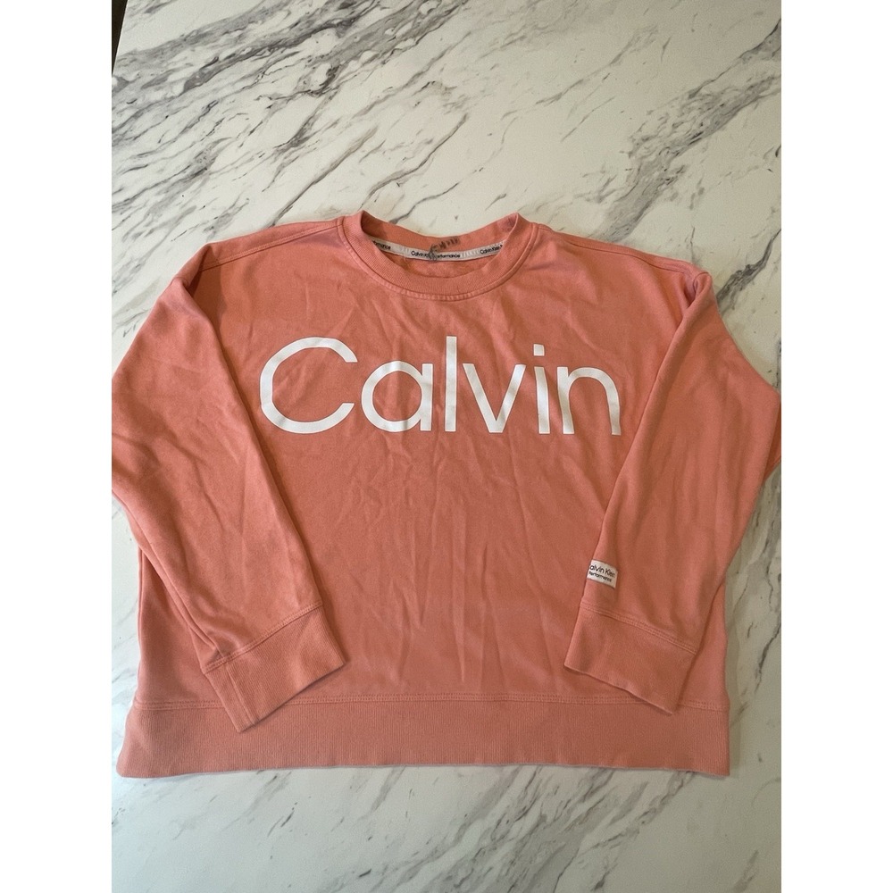 Calvin Klein Crop Crewneck Sweatshirt Womens XXL Peach Retro Comfortcore Cozy